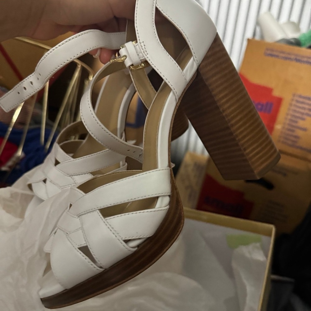 Michael kors white platform heels